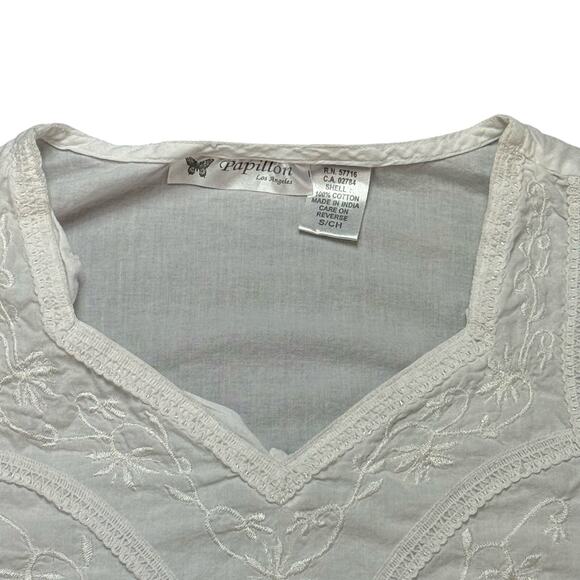 Papillon Los Angeles Womens Sz S Tunic Blouse Cottage Peasant Slit Sides - Picture 6 of 10